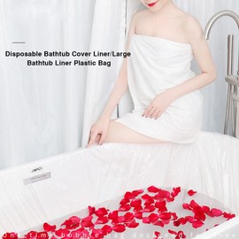 Healcity 10 Packs of Disposable Portable Bathtub Cover Lining, Large Bathtub Liner Plastic Bag for Salon, Home and Hotel bathtubs (102 x 47 inches)