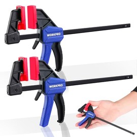 WORKPRO 6" Mini Bar Clamps for Woodworking, One-Handed Clamp/Spreader, Light-Duty Screw-Change F Clamp with 50lbs Load Limit, 2PC