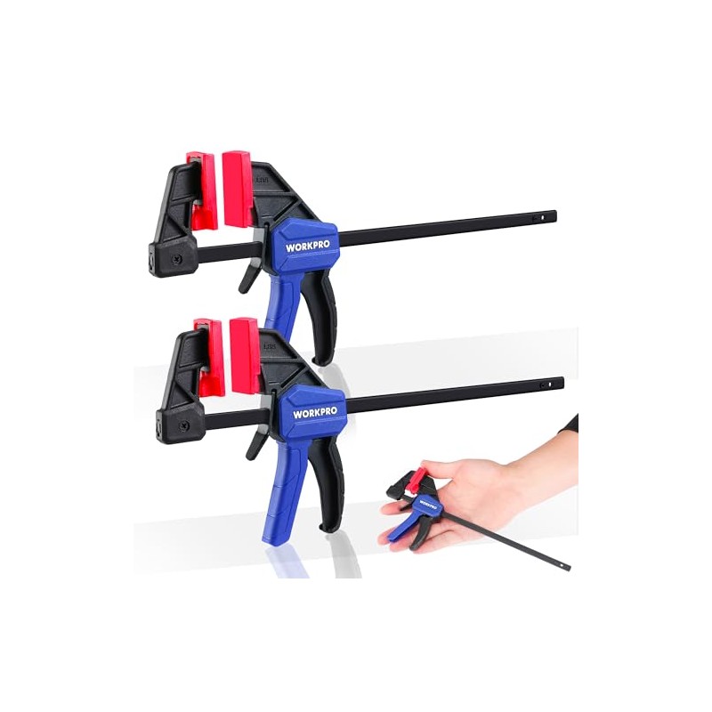 WORKPRO 6" Mini Bar Clamps for Woodworking, One-Handed Clamp/Spreader, Light-Duty