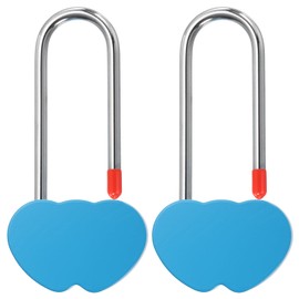 PATIKIL 3.9" 50mm Love Locks Heart Padlock Without Key, Double Heart Wish Lock Romantic Heart Lock for Lovers Lock Bridge Wedding Anniversary Travel Present, Red