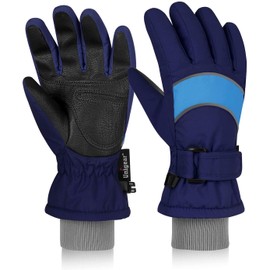 Unigear Children’s Ski Gloves, Warm Winter Gloves, Tear-Resistant, Windproof, With Extra Long Cuffs For Boys And Girls, blue, 3