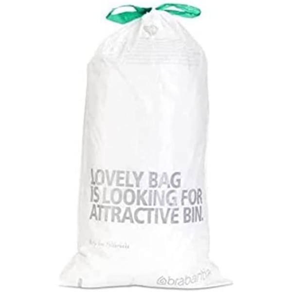 Brabantia PerfectFit Trash Bags (Size G / 6-8 Gallon) Thick Plastic Trash Can Liners with Tie Tape Drawstring Handles (20 Bags)