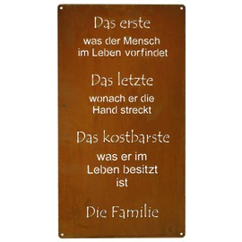 Rust metal plaque "family", patina decoration for hanging, size 1