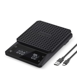 Bemece Digital Coffee Scales with Timer,0.1g/3KG High Precision Kitchen Scale with Large LED Display, IPX6Waterproof Electronic Food Weighing Espresso Scale(Type C Charging)（Christmas Present）