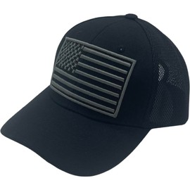 Infinite Hats American Flag Hat Patch Adjustable USA Baseball Cap (Black (Big Flag Mesh))