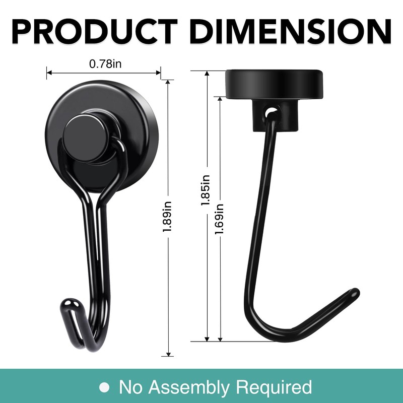 MIKEDE Magnetic Hooks 4 Pack 40Lbs Heavy Duty Neodymium Magnet