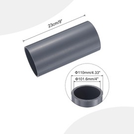 MECCANIXITY 4 Inch PVC Rigid Tube Round Pipe 101.6mm ID 110mm OD 9" Length Light Grey High Impact for Water Pipe, Crafts, Cable Sleeve