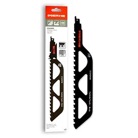 WERHE ® Professional - 1 x Stone Reciprocating Saw Blade - C 305 mm S1243HM Strongest Foxtail Saw Blade - Perfect for Wall Cutting in Brick, Aerated Concrete, Wood - Compatible with Dewalt, Bosch Saws