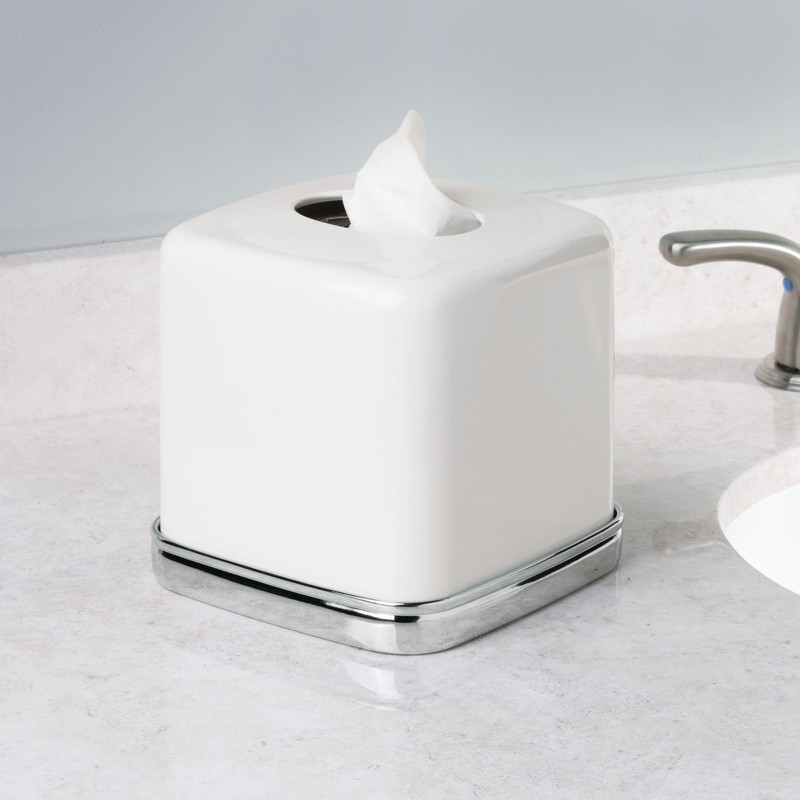 iDesign York Facial Tissue Box Cover, Vintage Holder for Bathroom