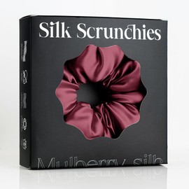 Silmer 22 Momme Mulberry Silk Pillow Scrunchie – Extra Large Soft Hair Tie for Women, Prevents Frizz & Breakage, Jumbo Sleeping Scrunchie (Claret,1Pc)