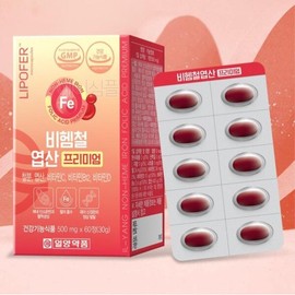임산부 비헴철 리포퍼철분 여성 철분제 엽산제 산모 수유부 남성 Pregnant Women's Non-Hem Iron Supplement with Folic Acid for Mothers, Nursing Women, and Men