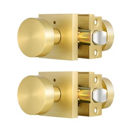 Lethato Brushed Gold Interior Door Knobs for Bathroom/Bedroom, Heavy Duty Zinc-Alloy Contemporary Brass Privacy Door Knobs Interior(2 Packs)
