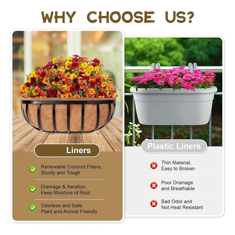 Clickinline 4 Pack 24 Inch Trough Coconut Liners, Natural Coconut