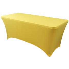 Skyour Stretch Spandex Tablecloth 4FT/5FT/6FT/8FT Foldable Rectangle Elastic Fitted Tablecloth Outdoor Cocktail Tablecloth (Yellow, 72"x30")