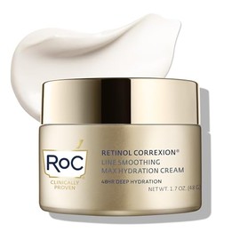 RoC Retinol Correxion Max Hidratación diaria hidratante facial antienvejecimiento con ácido hialurónico, crema de cuidado de la piel sin aceite para líneas finas, manchas oscuras, cicatrices post-acné, humectante de retinol, 1.7 onzas