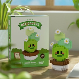 ALITTDRE Micro Building Blocks Cactus, Mini Bulbous Cactus Bonsai Building Blocks Set,Creative DIY Unique Decoration Home,Plant Construction Building Bricks Toy for Kids Adult (Opuntia Santarita)
