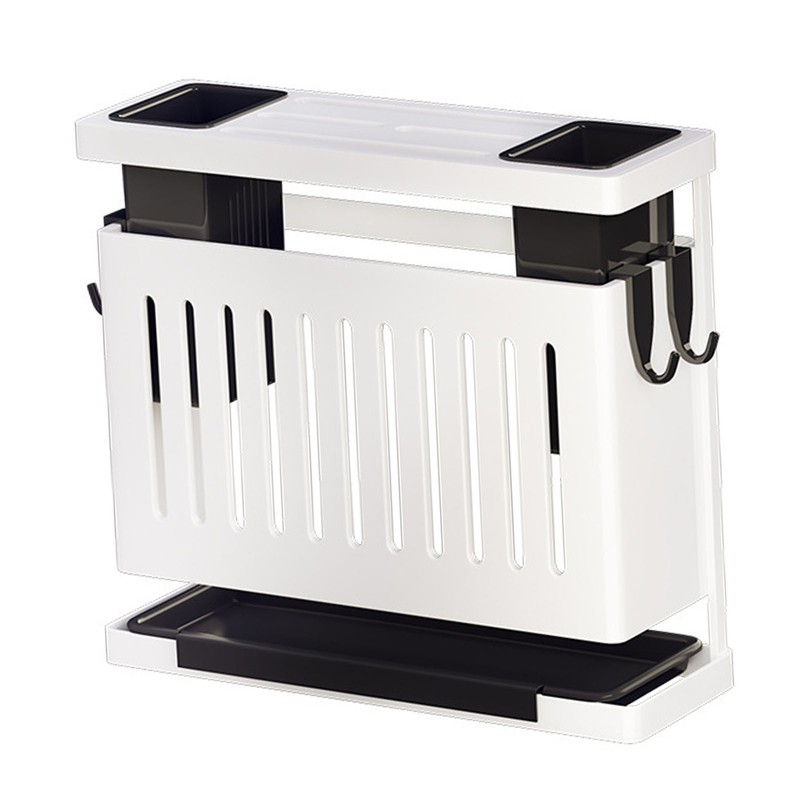 Kitchen Knives Chopstick Rack with Draining Tray Wall Mounted Multifunctional