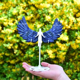 JIC Gem Large Blue Sodalite Quartz Crystal Angel Wings Natural Healing Crystal Stone Hand-Carved Gemstone Angel Figurine Meditation Reiki Home Decor Gift(1pair,12cm)