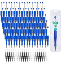 210 Pieces DIY Beadable Pen Bulk Kit – 70PCS Ballpoint Pen with Refills & Bags – Perfect for Beads Pens Supplies, Beaded Pens for DIY Crafting – Office Supplies & Teacher Accessories (Dark Blue)