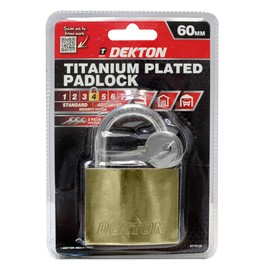 Dekton DT70135 60MM Titanium Plated Iron Padlock, Black