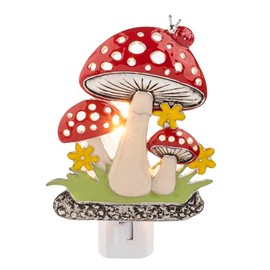 Ganz Switch Operated Night Light LED Plug in for Hallway Bedroom or Bathroom 5.25 Inch Zinc Mushrooms
