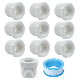 OSVJE 10 Pack PVC Pipe Fitting, 3/4 Inch Male Thread Bulk Fittings 1/2 Inch Female Threaded Reducer Bushing, Coupling Pipe Adapter Connectors for Plumbing/Construction