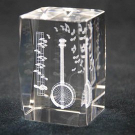 3D Laser Engraved Crystal Cube | Paperweight | Banjo
