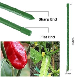Garden Stakes Plant Supports Sticks 30PCS Plastic Coated Metal Plant Stakes with 15PCS Connector for Potted Plants Climbing Plants Fences Vegetable, 40CM