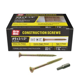 Grip-Rite 212GCS1 #9 x 2-1/2" Star Drive Gold Construction Wood Screw, 1lb Box