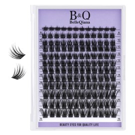 BelleQiana Silk Air Individual Eyelashes​Feather-Light Ultra-Soft Band Lashes, DIY Cluster Lashes 144 Pcs 0.05mm eyelashes individual at Home(Silk Air 02)
