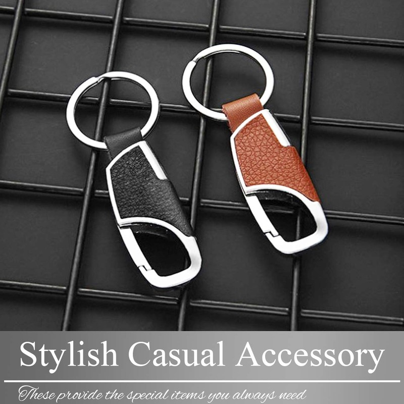 BUZZxSELECTION AC116 Men's Key Chain Stylish Key Ring Leather Metal