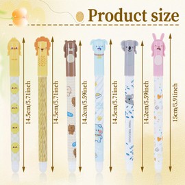 6PCS Erasable Pens Black Set, 6 Kinds of Animal Pens Cute Pen Rub Out Pens Animals, 0.5mm Erasable Pens Animals Erasable Gel Pens, Cute Stationary Stationery Gift Cute Stationery for Girls, Black Pens