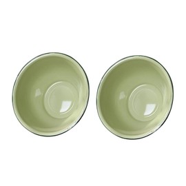 FUNOMOCYA Vintage Enamel Pot Storage Basin 2pcs Food Bowl Powder Dough Bowls Home Supplies Green