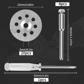 Pack of 20 Diamond Cutting Disc for Dremel Rotary Tool Accessories, 22 mm Diamond Disc with 4 Spikes, Cutting Disc for Tiles, Glass, Stone, Wood