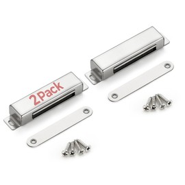 Ravinte Cabinet Door Magnets, 90lbs Strong Magnetic Door Catch, Heavy Duty Magnet Latch, Closet Door Magnetic Catch, Concealed Magnets for Cabinet Doors Cupboard Drawer Wardrobe Closet, 2 Pack Silver