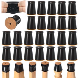 24 Pcs Chair Leg Floor Protectors for Hardwood Floors Silicone Covers to Protect Wood Tile Floors Scratches Felt Pads Furniture Leg Caps No Noise (Fit:0.5"-0.89")