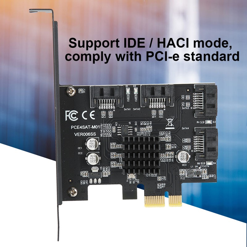 SATA3.0 to PCI E Expansion Card Black ABS 4 Port