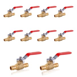 (Pack of 10) Seelink 1/2 Inch PEX-A Expansion Ball Valve, Brass Shut Off Valve for Pex-A Pipe Connection, Potable Water, ASTM F1960, Red