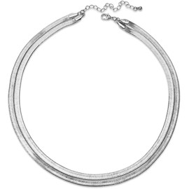 CLASSYZINT Gold Flat Chain Necklaces for Women Stainless Steel Snake Chain Cute Chokers Collar Minimalist Jewelry Simple Gift…, Metal