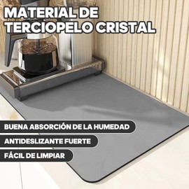 Tapete de Secado de Platos para Encimera de Cocina, Almohadilla de Secado de Platos de 16 x 24 Pulgadas con Respaldo de Goma Antideslizante, Tapete de Café para Encimeras (Gris, 40*60cm)