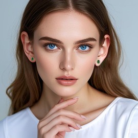 Sterling Silver Oval Emerald Stud Earrings, Gold Plated, May Birthstone Jewellery, Vintage Style