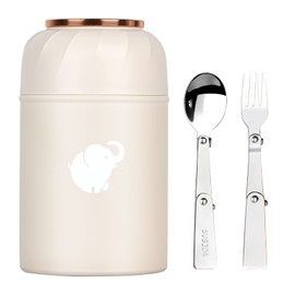 Thermo For Hot Food - Insulated Food Container With Foldable Fork& Spoon, Leak Proof Food Thermo, Portable Wide Mouth Soup Thermo With Handle For Outdoors Indoors Office Picnic