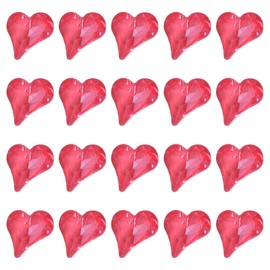 MECCANIXITY 20 Pcs 3D Heart Cherry Red Nail Rhinestones 8x9mm Glass Crystal Rhinestones Pointed Back Crooked Heart Gems for Nail Charm Art DIY Decoration Craft