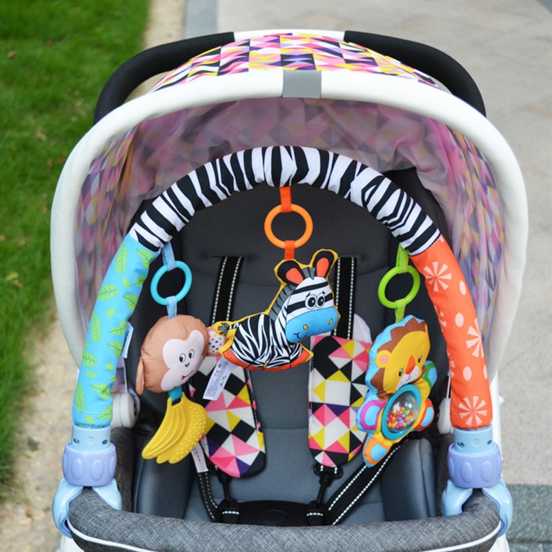 Infant Baby Stroller Car Clip Hanging Rattle Ring Bell Crib