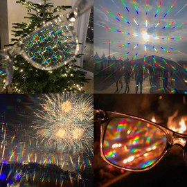 PRISMAZ Spectral Glasses for Fantastic Rainbow Kaleidoscope Effects - Festival Rave Fireworks Party Accessory Diffraction Glasses Rainbow Glasses (Transparent)