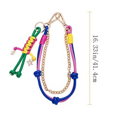 HDKXBEJ Cute Colourful Bow Bag Charms PU Leather Keychain Hand-Woven DIY Handbag Charms for Purses Chain Accessories Car (C)