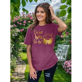 Magical Shirts for Women I Am Just Here T-Shirt Wizard Costume Clothes Graphic Tees Family Holiday Vacation Tops Dark Red