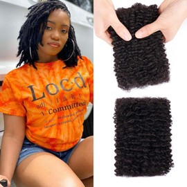 Afro Kinkys Bulk Human Hair for Dreadlock Extensions Braiding Twist Braids Repair Locs Afro Kinky-Curly Human Braiding Hair Bundles For Men Women Kids 10 Inch 2 Bundles 60g Natural Black Soft Fluffy