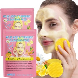 80pcs Face Exfoliator Pad - Kojic Acid Cleansing Pads - Exfoliating Face Pads - Kojic Acid And Turmeric Exfoliating Pads- Clean Toner Pads Face Wipes - Brightens, Energizes Skin