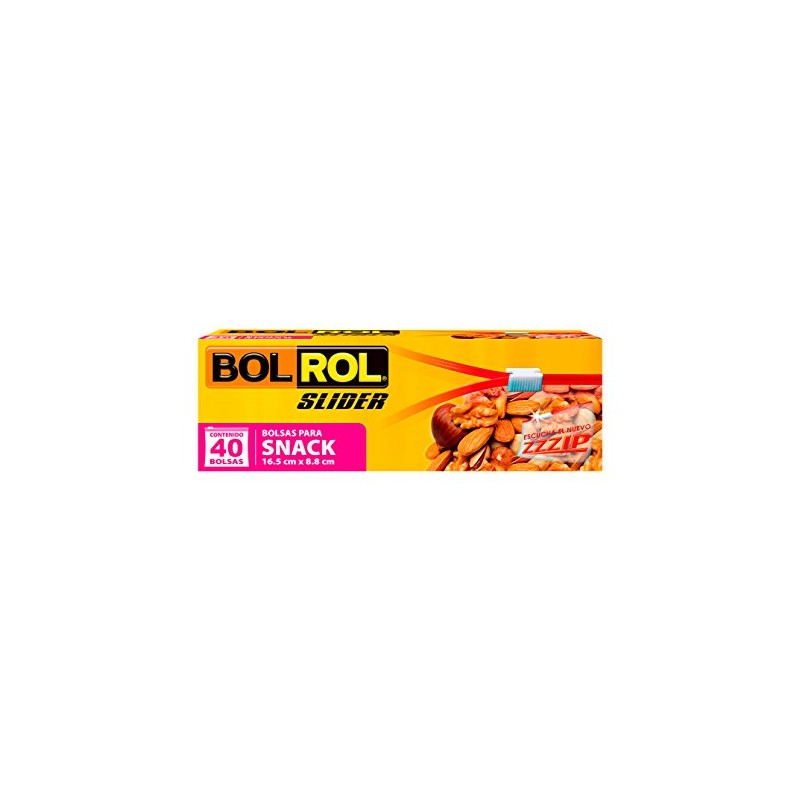 Bol Rol Bolsas Herméticas con Slider para Snack, color Transparente,